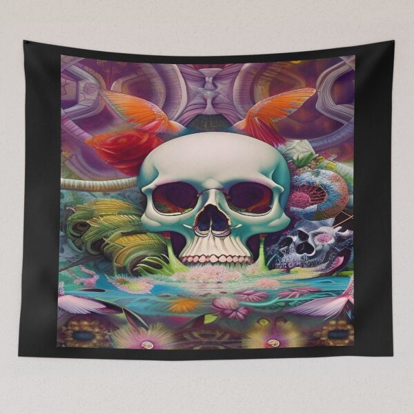 Item preview, Victorian Ghotic Floral Skull, Tattoo Art designed and sold by ValleyDream.