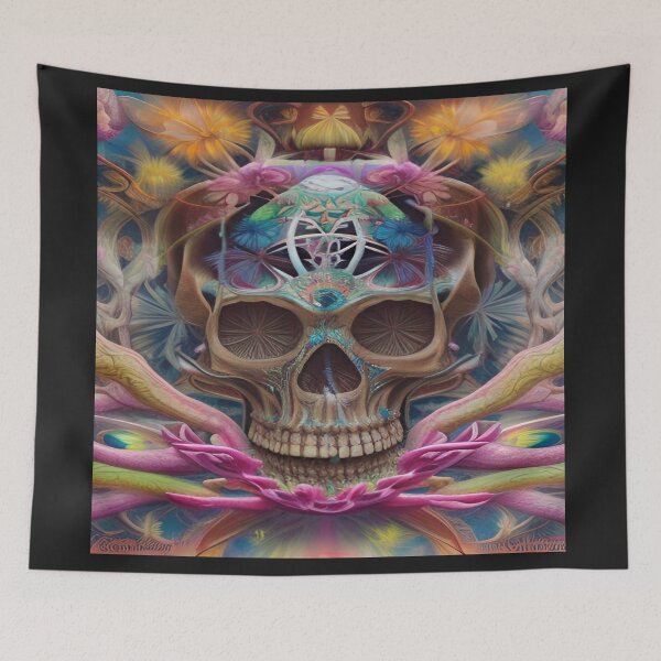 Item preview, Victorian Ghotic Floral Skull, Tattoo Art designed and sold by ValleyDream.