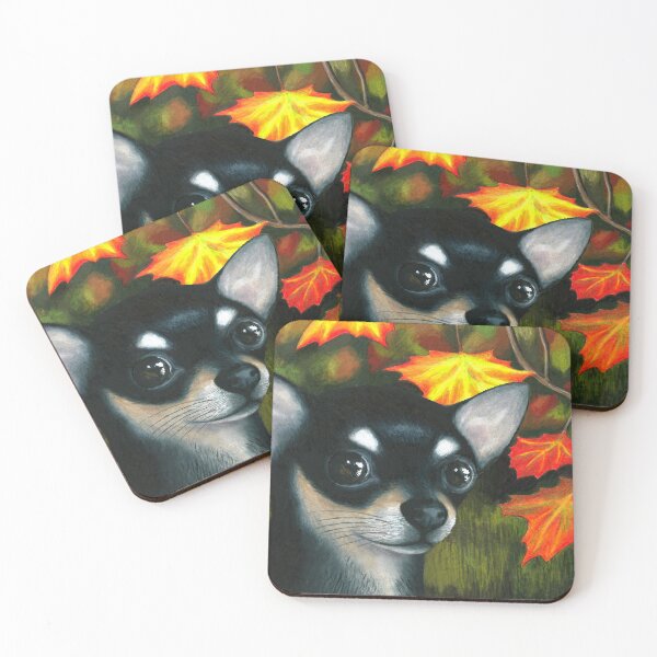 Item preview, Black Chihuahua Dog 101 Autumn Fall designed and sold by artbylucie.