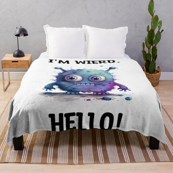 Item preview, I'm Wierd Hello Cute Goofy Monster Watercolor in Blue Colors designed and sold by CGSGraphics.