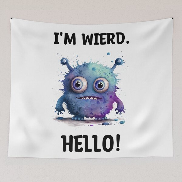 Item preview, I'm Wierd Hello Cute Goofy Monster Watercolor in Blue Colors designed and sold by CGSGraphics.