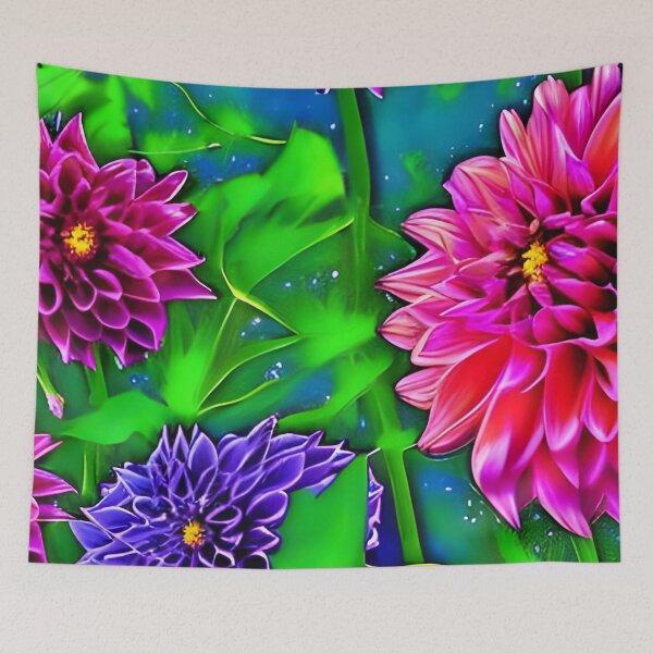 Item preview, Colorful Dahlia Flowers Pattern designed and sold by The Love Quill.