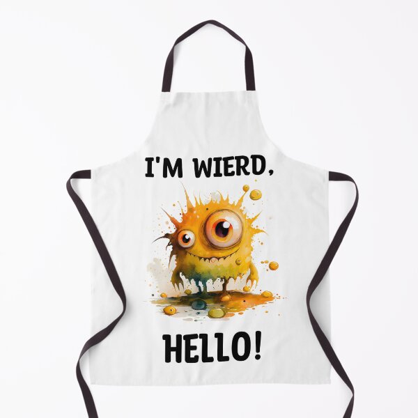 Item preview, I'm Wierd Hello Cute Goofy Monster Watercolor in Yellow and Orange Colors designed and sold by CGSGraphics.