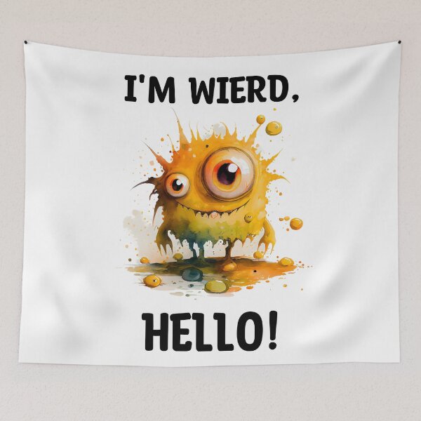 Item preview, I'm Wierd Hello Cute Goofy Monster Watercolor in Yellow and Orange Colors designed and sold by CGSGraphics.