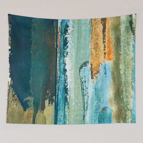 Item preview,  Aqua, Indigo Blue, And Green Streaks Abstract Art designed and sold by DEC02.