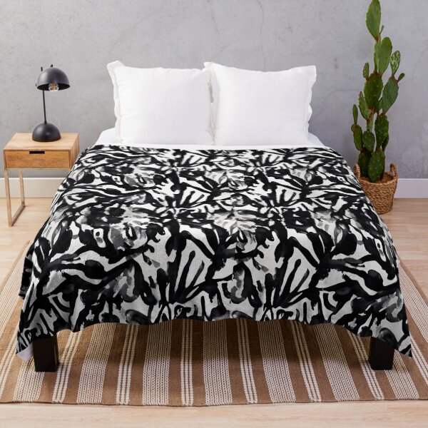 Ink Wash Floral Throw Blanket