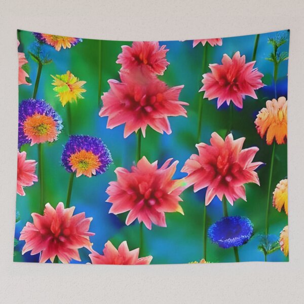 Item preview, Colorful Dahlia Flowers Wallpaper designed and sold by The Love Quill.