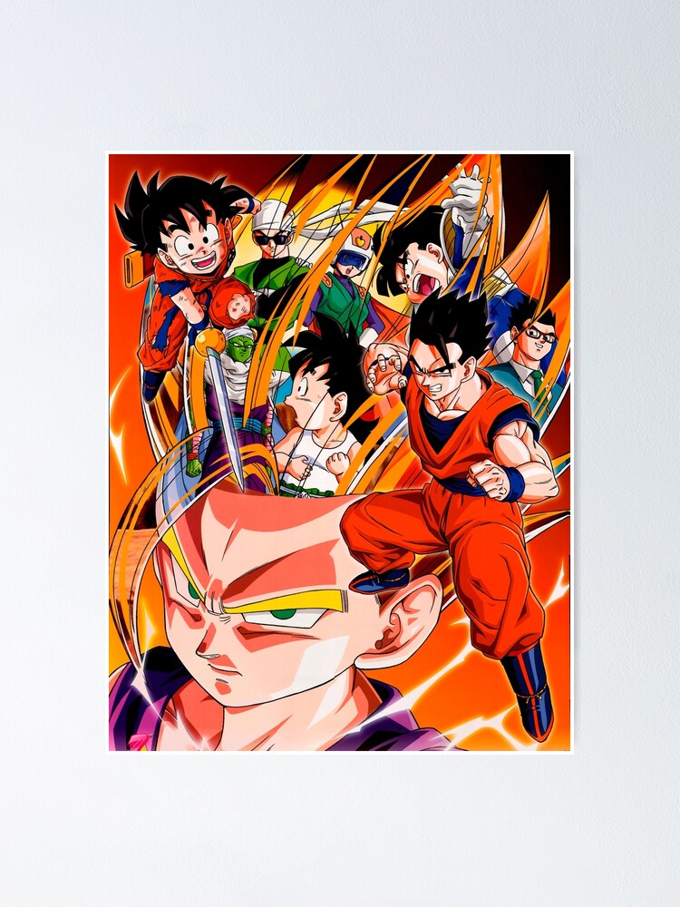 Dragon Ball Poster Gohan forms DBZ and GT Logos 12in x 18in Free