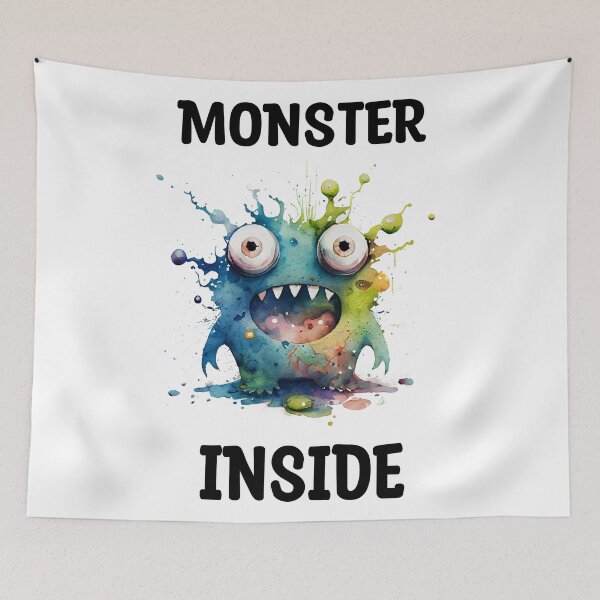 Item preview, Monster Inside Cute Watercolor Bright Blue and Green Excited Monster  designed and sold by CGSGraphics.