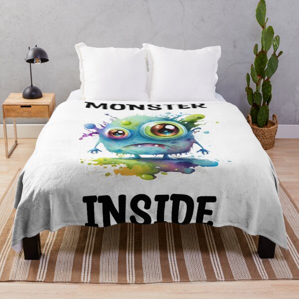 Item preview, Monster Inside Cute Watercolor Bright Blue and Green Sad Monster  designed and sold by CGSGraphics.