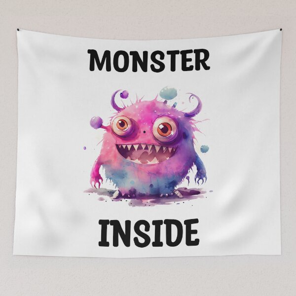 Item preview, Monster Inside Cute Watercolor Bright Pink and Purple Colored Monster  designed and sold by CGSGraphics.