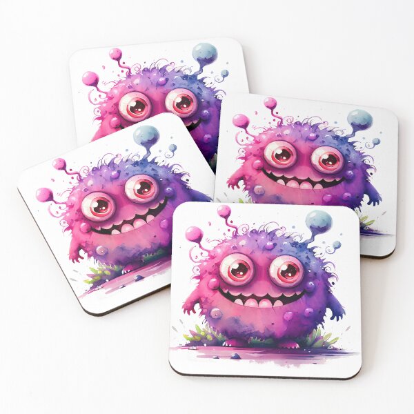 Item preview, Monster Inside Cute Happy Watercolor Bright Pink and Purple Colored Monster  designed and sold by CGSGraphics.