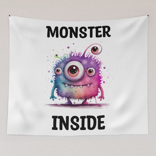 Item preview, Monster Inside Cute Goofy Watercolor Bright Pink and Purple Colored Monster  designed and sold by CGSGraphics.