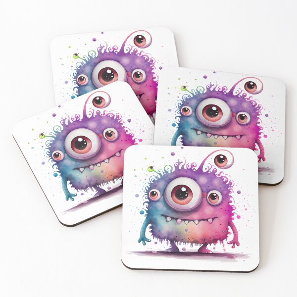 Item preview, Monster Inside Cute Goofy Watercolor Bright Pink and Purple Colored Monster  designed and sold by CGSGraphics.