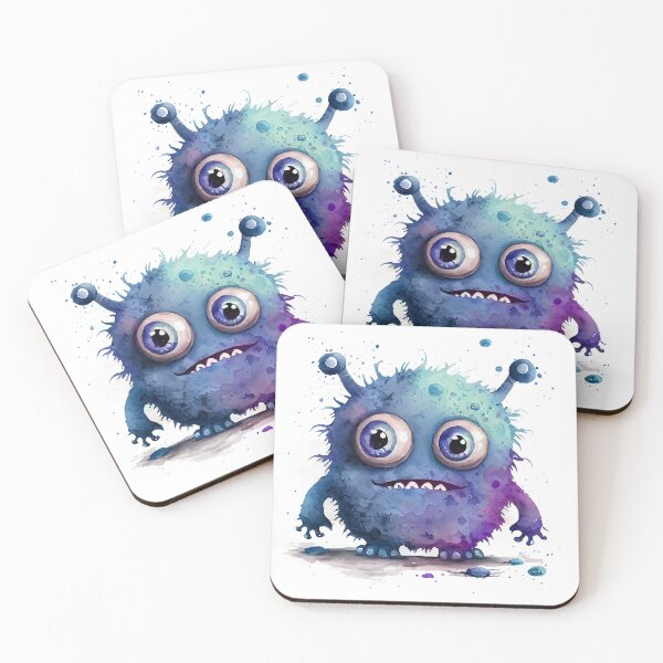 Item preview, Monster Inside Cute Goofy Happy Watercolor Blue Colored Monster  designed and sold by CGSGraphics.