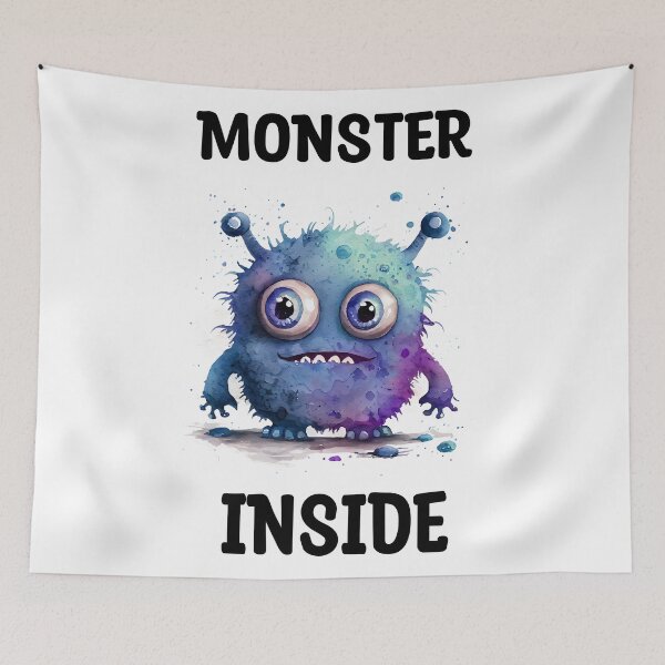 Item preview, Monster Inside Cute Goofy Happy Watercolor Blue Colored Monster  designed and sold by CGSGraphics.