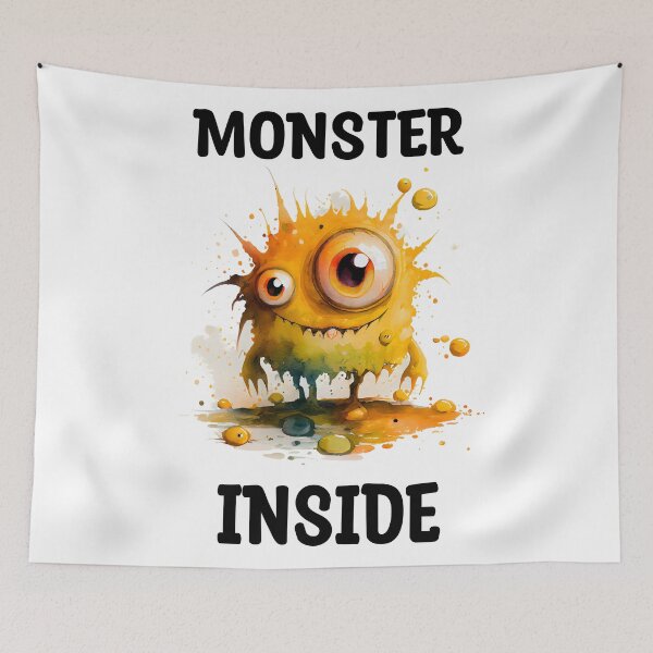 Item preview, Monster Inside Cute Goofy Monster Watercolor in Yellow and Orange Colors designed and sold by CGSGraphics.