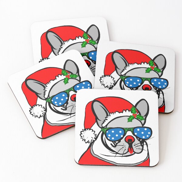 Item preview, Adorable Christmas French Bulldog Art – Festive Frenchie Dog in Santa Hat designed and sold by Vividality.