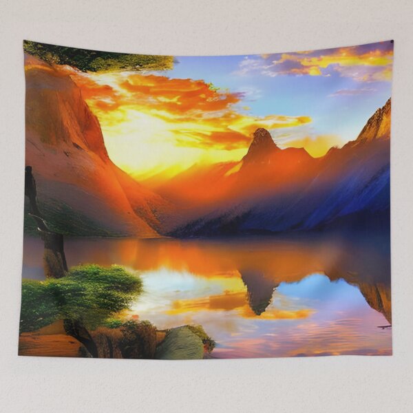 Item preview, Mountain Sunset Artwork designed and sold by The Love Quill.