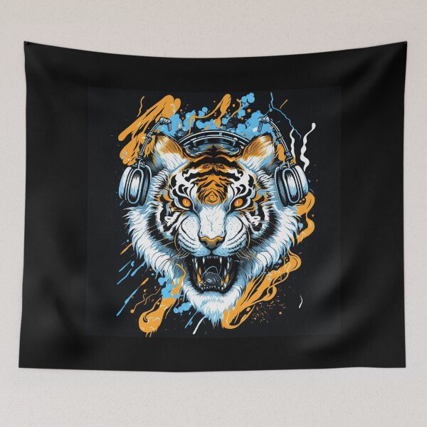 Item preview, Aggressive tiger listens to music designed and sold by MAV-Arts.