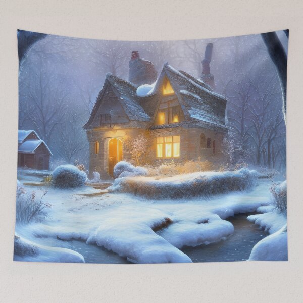 Item preview,  Snowy landscape with Cottage designed and sold by Alt-Art-Digital.