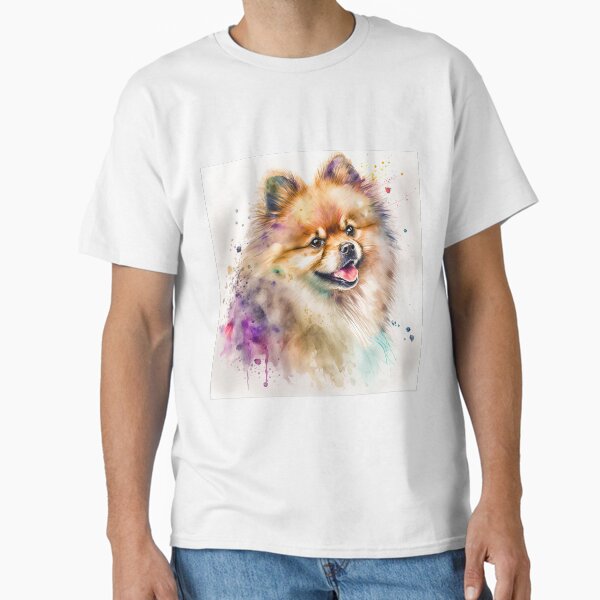 Colorful Pomeranian Watercolor Style Painting Classic T-Shirt