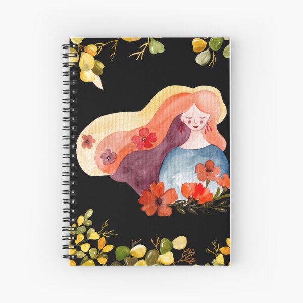 Flower Girl and Golden Leaves Spiral Notebook