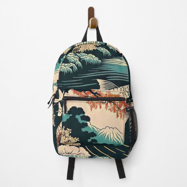 Item preview, Lake with Koi and Mountains, Japanese Woodblock Style designed and sold by loraleiffxi.