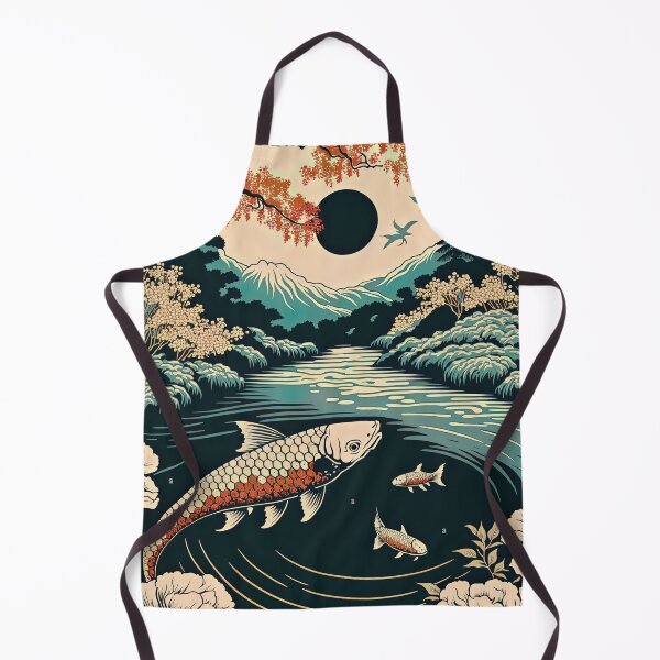 Item preview, Lake with Koi and Mountains, Japanese Woodblock Style designed and sold by loraleiffxi.