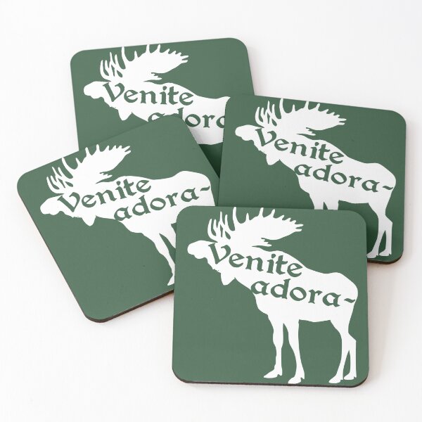 Item preview, Red Venite Adora-moose (Venite Adoramus : O Come Let Us Adore Him) Funny Catholic Latin Christmas Humor designed and sold by TheCatholicLady.