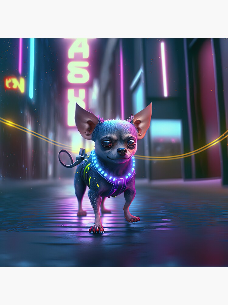 "Super Cyberpunk Neon Chihuahua " Sticker for Sale by MajorLipstick