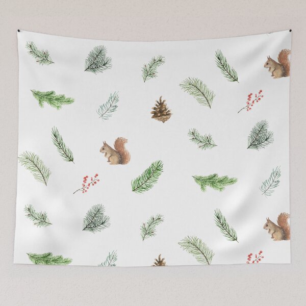Item preview, Watercolor Pine Branches, Pinecones, Squirrel  designed and sold by silviaol.
