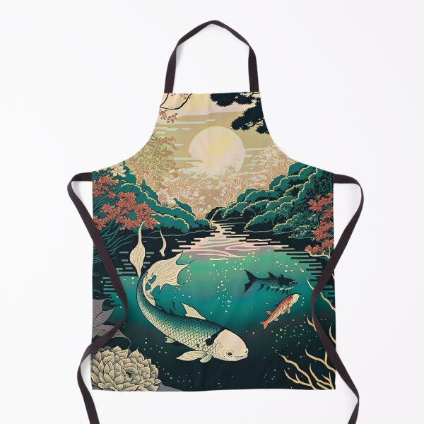 Item preview, Lake with Koi and Mountains, Japanese Woodblock Style designed and sold by loraleiffxi.
