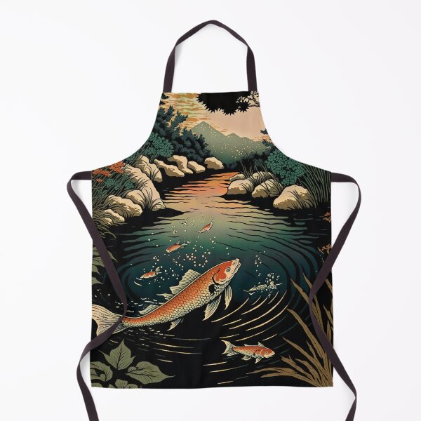 Item preview, Lake with Koi and Mountains, Japanese Woodblock Style designed and sold by loraleiffxi.
