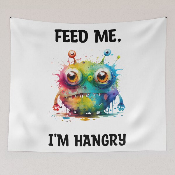 Item preview, Feed Me I'm Hangry Cute Watercolor Bright Rainbow Colors Monster  designed and sold by CGSGraphics.