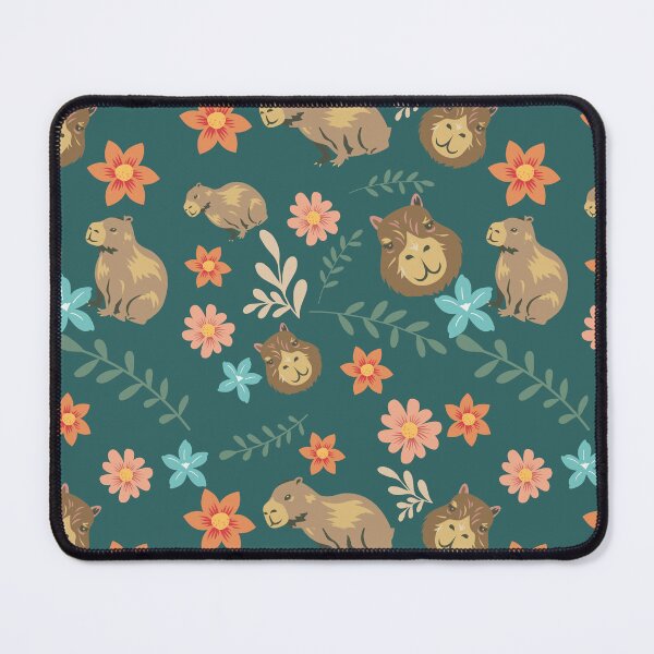 Item preview, Capybaras with flowers dark green designed and sold by ArlacV.