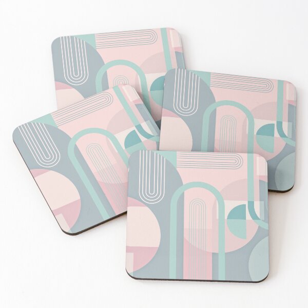 Item preview, Abstract Mid Century in pink and aqua designed and sold by UrbanEpiphany.