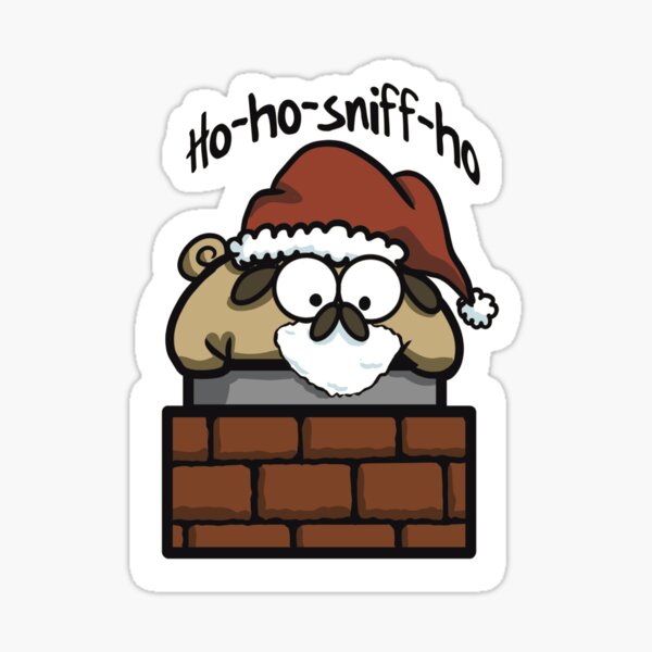 Pug- Santa Claus Pegatina