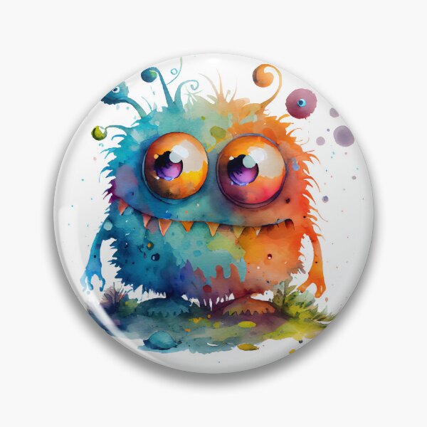 Item preview, Feed Me I'm Hangry Cute Watercolor Bright Blue and Orange Colors Monster  designed and sold by CGSGraphics.
