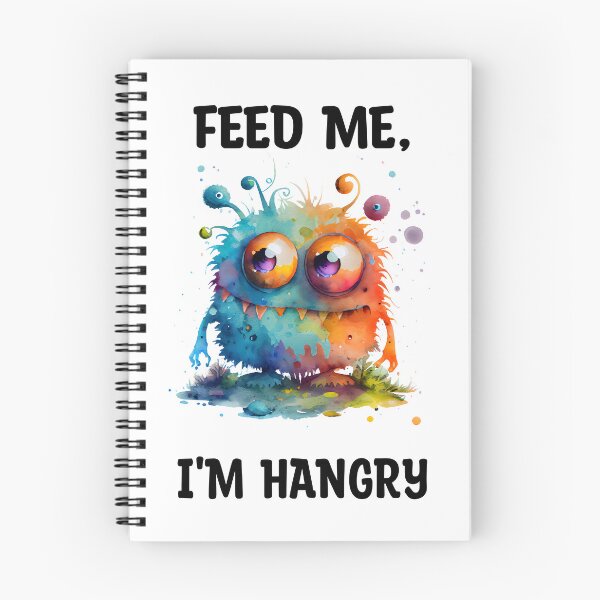 Item preview, Feed Me I'm Hangry Cute Watercolor Bright Blue and Orange Colors Monster  designed and sold by CGSGraphics.