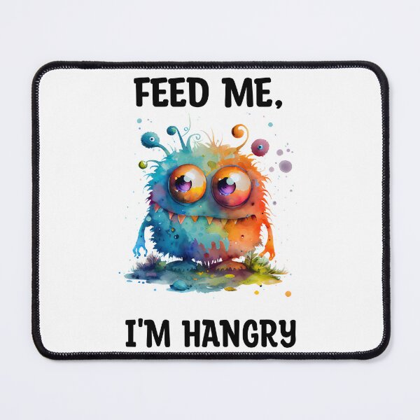 Item preview, Feed Me I'm Hangry Cute Watercolor Bright Blue and Orange Colors Monster  designed and sold by CGSGraphics.