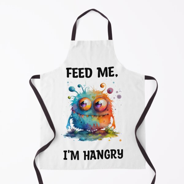 Item preview, Feed Me I'm Hangry Cute Watercolor Bright Blue and Orange Colors Monster designed and sold by CGSGraphics.
