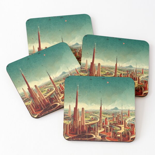 Item preview, Futuristic City in 1960's Retro Style designed and sold by Artsytee Lab.