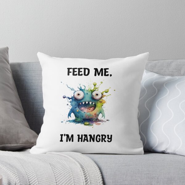 Item preview, Feed Me I'm Hangry Cute Watercolor Bright Blue and Green Colors Monster  designed and sold by CGSGraphics.