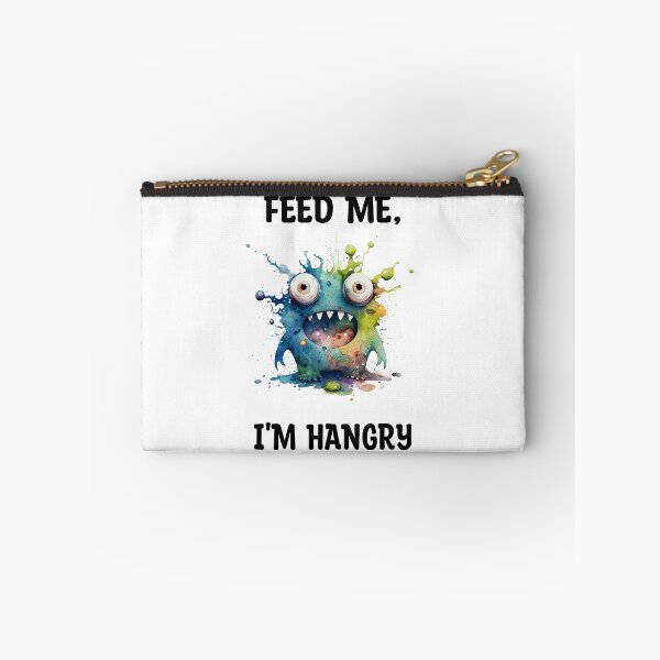 Item preview, Feed Me I'm Hangry Cute Watercolor Bright Blue and Green Colors Monster  designed and sold by CGSGraphics.