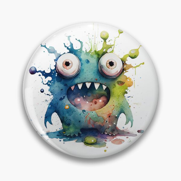 Item preview, Feed Me I'm Hangry Cute Watercolor Bright Blue and Green Colors Monster  designed and sold by CGSGraphics.