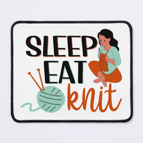 Item preview, Sleep, eat, knit - knitting girl designed and sold by EvergreenWhimsy.