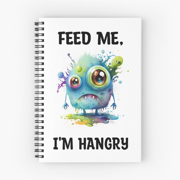 Item preview, Feed Me I'm Hangry Cute Watercolor Bright Blue and Green Colors Monster  designed and sold by CGSGraphics.