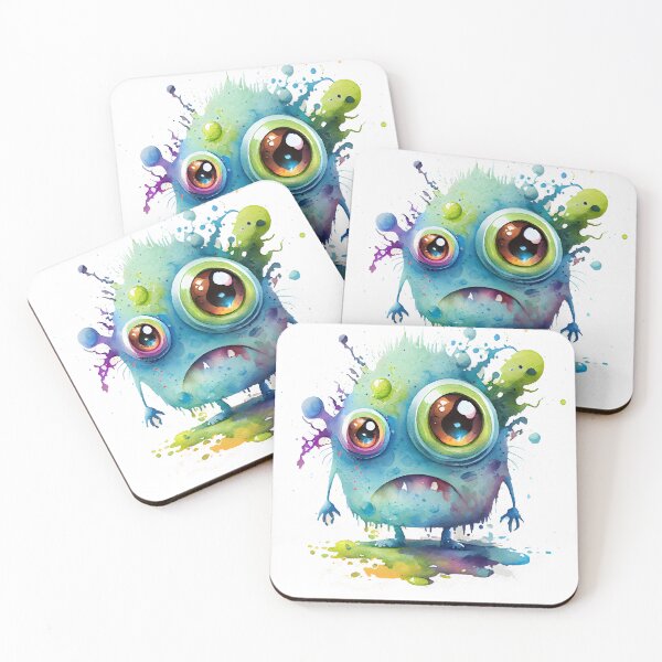 Item preview, Feed Me I'm Hangry Cute Watercolor Bright Blue and Green Colors Monster  designed and sold by CGSGraphics.