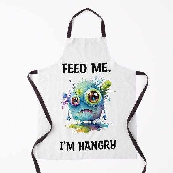 Item preview, Feed Me I'm Hangry Cute Watercolor Bright Blue and Green Colors Monster designed and sold by CGSGraphics.